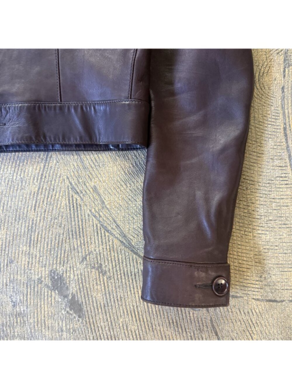Vintage Polo Ralph Lauren Sport Cropped Brown Leather Jacket Size 8 - Picture 5 of 13